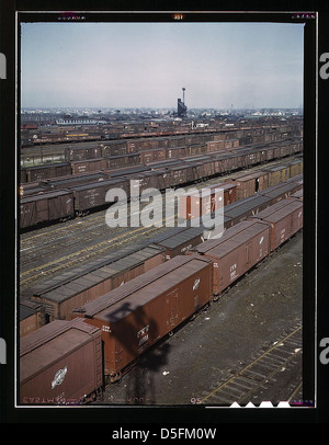 Gesamtansicht eines Teils des Vorhofs der Chicago und Northwestern Railroad, Chicago, Abb. im Hintergrund ist die Kohlegrutsche und das Rundhaus (LOC) Stockfoto