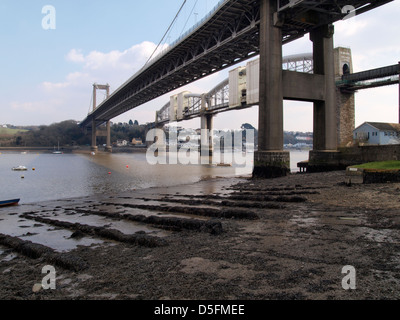 Sand, Kai, Fluß Tamar, Cornwall, UK 2013 Stockfoto