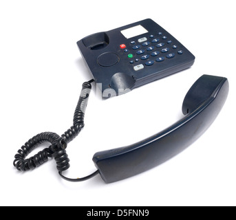 Telefonhörer abgehoben isoliert auf weißem Hintergrund Stockfoto