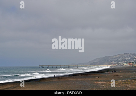 Sharp Park Beach & Pacifica Municipal Pier, Pacifica, Kalifornien, USA Stockfoto