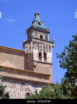 Der Glockenturm der Kartäuser Kloster, Valldemossa, Gemeinde Valldemossa, Mallorca (Mallorca), Balearen, Spanien Stockfoto