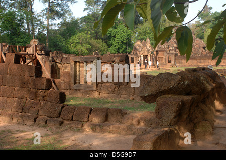 Banteay Srey Tempel, Angkor Wat, Siem Reap, Kambodscha, Asien. Stockfoto