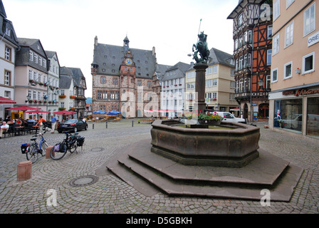 Der Markt Platz Marburg, Hessen, Deutschland Stockfoto