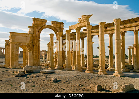 Triumph Bogen 2 Cent Palmyra römische Syrien syrische (ISIS Militanten haben den berühmten Arc de Triomphe in Palmyra zerstört) Stockfoto