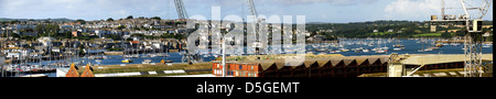 Ansicht von Falmouth und die Docks von Pendennis Aufstieg, Falmouth, Cornwall Stockfoto