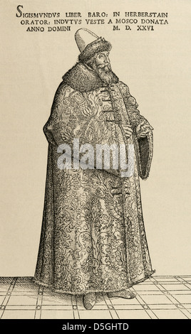 Sigismund von Herberstein (1486-1566). Krainer Diplomat. Gravur in die Universalgeschichte, 1885. Stockfoto