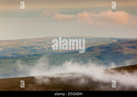 Isle Of Man, Snaefell, Blick vom Gipfel durch clearing-Wolke Stockfoto