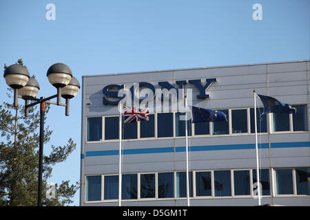 Basingstoke, Großbritannien. 2. April 2013 - eine allgemeine Übersicht über die Sony Europe-Büros in Basingstoke, wo Hawk-Eye Innovationen Ltd. basiert. Die Firma verpasst den FIFA Torlinie Technologie Vertrag, der an das deutsche Unternehmen GoalControl ausgezeichnet wurde. Bildnachweis: Rob Arnold/Alamy Live-Nachrichten Stockfoto