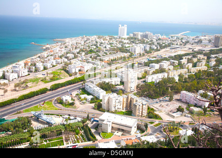 Luftaufnahme der Bucht von Haifa und Umgebung, Haifa, Israel, Nahost Stockfoto