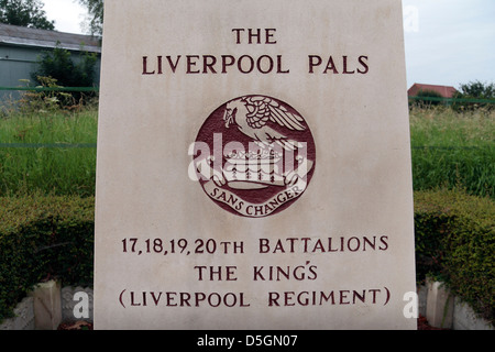 Die Liverpool Pals Memorial in Montauban, Somme, Picardie, Frankreich. Stockfoto