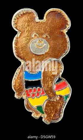 Bär, Mischka, Symbol der Olympischen Spiele in Moskau 1980, pin badge Stockfoto