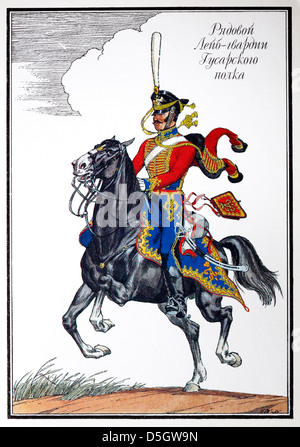 Uniform der privaten Leibgarde Husaren-Regiment der russischen Armee (1812), Postkarte, Russland, 1988 Stockfoto