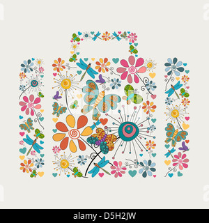 Blume und Schmetterling Symbole Textur im Symbol Form Zusammensetzung Geschäftserfahrung im Frühjahr. Vektor-Illustration für einfache Handhabung und individuell geschichtet Stockfoto