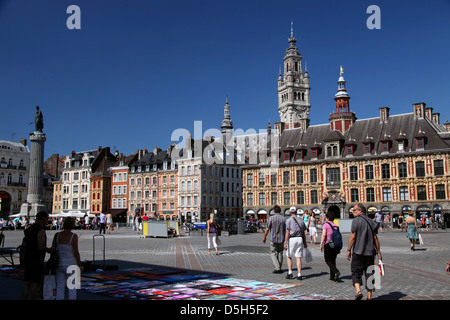 Europa, Frankreich, Lille. Der Grand Place von Lille. Stockfoto