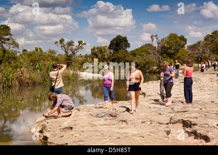 Madagaskar, Betrieb Wallacea, Studenten neben Mariarano Fluss Stockfoto