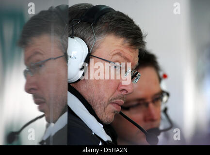 Teamchef des Mercedes Grand Prix, Englisch Ross Brawn, während Test drives bei "Circuito De La Comunitat Valenciana" Rennstrecke in Valencia, Spanien, 02 Februar 2010. Die Testfahrten sind der Anfang der Saison kurzen Test, vor dem Start der Formel-1-Saison 2010 in Bahrain am 14. März 2010. Foto: Jens Büttner Stockfoto