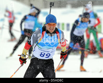 Michael Greis Deutschlands in Aktion während der Männer Biathlon-Training bei den Olympischen Spielen in Vancouver 2010, Whistler, Kanada, 11. Februar 2010. Foto: Martin Schutt +++(c) Dpa - Bildfunk +++ Stockfoto