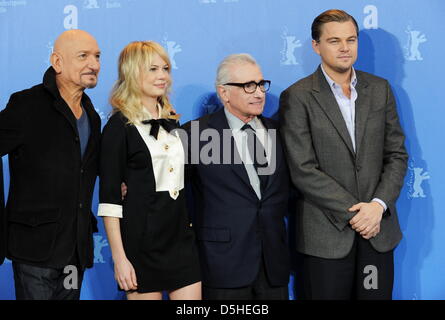 Britischer Schauspieler Ben Kingsley (l-R), US-Schauspielerin Michelle Williams, US-Regisseur Martin Scorsese und US-Schauspieler Leonardo DiCaprio teilnehmen Photocall zum Film "Shutter Island" bei der 60. Internationalen Filmfestspiele Berlinale in Berlin, Deutschland, Samstag, 13. Februar 2010. "Shutter Island" ist in das Festival laufen, aber nicht im Wettbewerb um den Goldenen Bären. Foto: Tim Brakemeier Dpa / Stockfoto