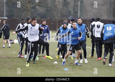 Surrey, UK. 3. April 2013. Chelsea Football Spieler trainieren bei Cobham vor ihrem EUROPA-CUP-Spiel gegen RUBIN KAZAN Stockfoto