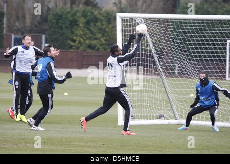 Surrey, UK. 3. April 2013. Chelsea Football Spieler trainieren bei Cobham vor ihrem EUROPA-CUP-Spiel gegen RUBIN KAZAN Stockfoto