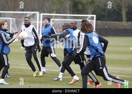 Surrey, UK. 3. April 2013. Chelsea Football Spieler trainieren bei Cobham vor ihrem EUROPA-CUP-Spiel gegen RUBIN KAZAN Stockfoto