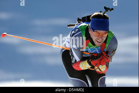 Michael Greis Deutschlands in Aktion während der Männer Biathlon 20km Einzelwettkampf im Whistler Olympic Park während der Olympiade Vancouver 2010 in Whistler, Kanada, 18. Februar 2010.  +++(c) Dpa - Bildfunk +++ Stockfoto