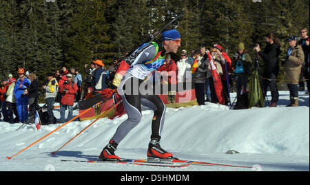 Michael Greis Deutschlands in Aktion während der Männer Biathlon 20km Einzelwettkampf im Whistler Olympic Park während der Olympiade Vancouver 2010 in Whistler, Kanada, 18. Februar 2010.  +++(c) Dpa - Bildfunk +++ Stockfoto