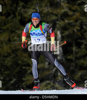 Michael Greis Deutschlands in Aktion während der Männer Biathlon 20km Einzelwettkampf im Whistler Olympic Park während der Olympiade Vancouver 2010 in Whistler, Kanada, 18. Februar 2010.  +++(c) Dpa - Bildfunk +++ Stockfoto