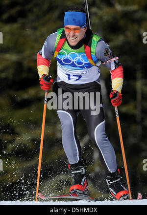 Michael Greis Deutschlands in Aktion während der Biathlon-Männer 20 km Einzel im Olympic Park während der Olympischen Spiele in Vancouver 2010, Whistler, Kanada, 18. Februar 2010.  +++(c) Dpa - Bildfunk +++ Stockfoto