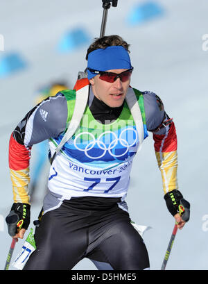 Andreas Birnbacher Deutschland in Aktion während der Biathlon-Männer 20 km Einzel im Olympic Park während der Olympischen Spiele in Vancouver 2010, Whistler, Kanada, 18. Februar 2010.  +++(c) Dpa - Bildfunk +++ Stockfoto