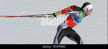 Evi Sachenbacher-Stehle Deutschlands tritt während der Land Cross Ski Team Sprint Frauen im Olympiapark während der Olympischen Spiele in Vancouver 2010, Whistler, Kanada, 22. Februar 2010.  +++(c) Dpa - Bildfunk +++ Stockfoto