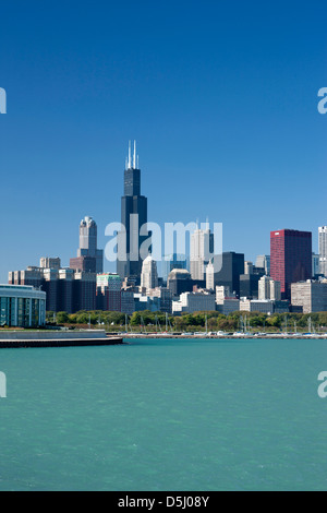 SEEUFER SKYLINE VON DOWNTOWN CHICAGO ILLINOIS USA Stockfoto