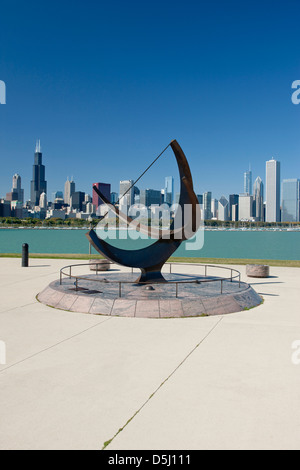 SUNDAIL ADLER PLANETARIUM LAKESHORE SKYLINE VON DOWNTOWN CHICAGO ILLINOIS USA Stockfoto