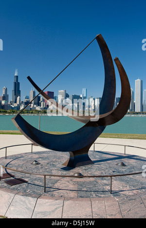 SUNDAIL ADLER PLANETARIUM LAKESHORE SKYLINE VON DOWNTOWN CHICAGO ILLINOIS USA Stockfoto