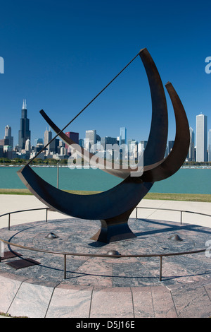 SUNDAIL ADLER PLANETARIUM LAKESHORE SKYLINE VON DOWNTOWN CHICAGO ILLINOIS USA Stockfoto