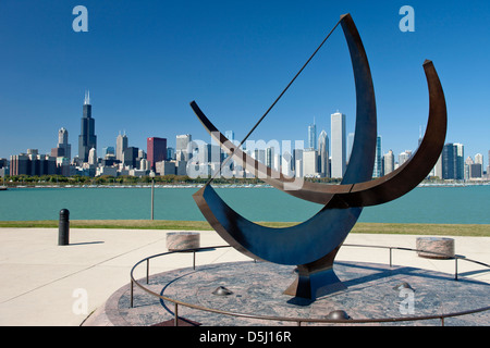 SUNDAIL ADLER PLANETARIUM LAKESHORE SKYLINE VON DOWNTOWN CHICAGO ILLINOIS USA Stockfoto