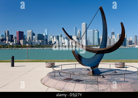 SUNDAIL ADLER PLANETARIUM LAKESHORE SKYLINE VON DOWNTOWN CHICAGO ILLINOIS USA Stockfoto