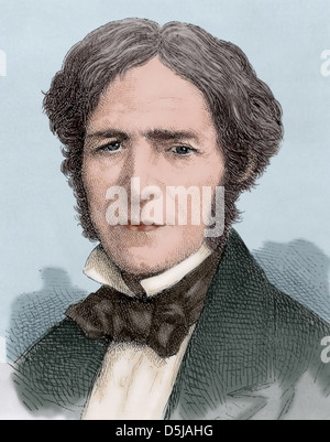 Michael Faraday (1791-1867). Englischer Physiker und Chemiker. Farbige Gravur. Stockfoto