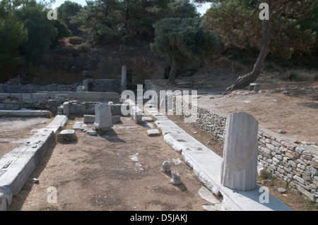 Griechische Insel September Ruinen eines Tempels Heiligtums Dioskuren, Schiffe und Matrosen beschützte, den Göttern geweiht Stockfoto