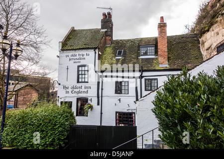 Ye Olde Reise nach Jerusalem 1189AD in Nottingham, England, Vereinigtes Königreich Stockfoto