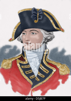 John Burgoyne (1722-1792). Britischer General und Dramatiker. Gravur in der amerikanischen Revolution. Farbige. Stockfoto