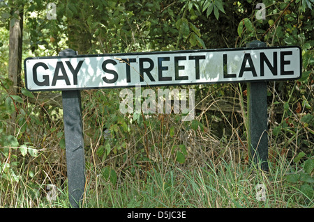 Melden Sie sich für Gay Street Lane, Pulborough. Stockfoto