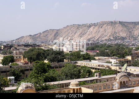 Areal Ansicht von Jaipur Pink City von Hawa Mahal Palast der Winde Rajasthan Indien Stockfoto