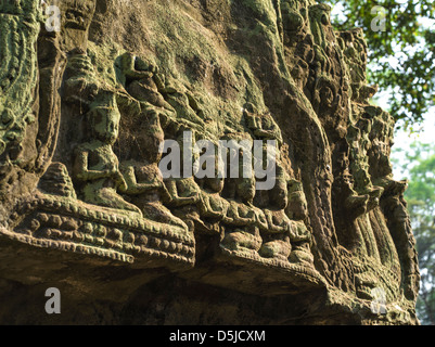 Tempel-Fassade Detail. Ta Prohm. Angkor archäologischer Park. Siem Reap. Kambodscha Stockfoto