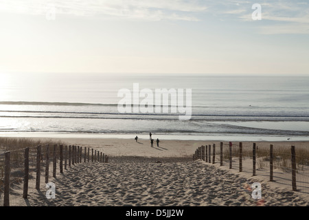 Die Menschen genießen den Strand von Le Grand Crohot, Lege-Cap-Ferret, Frankreich Stockfoto