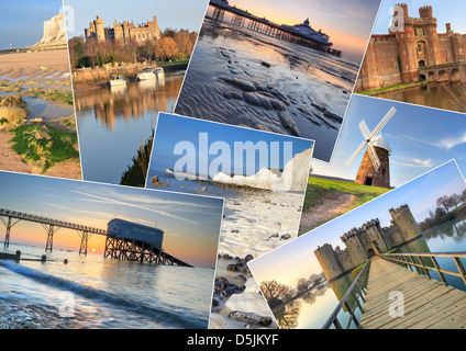 Eine Montage von 8 Bildern eingefangen in Ost und West Sussex Stockfoto