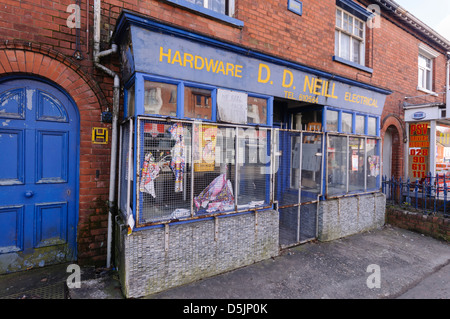 Elektrische Hardware-Geschäft geschlossen Stockfoto