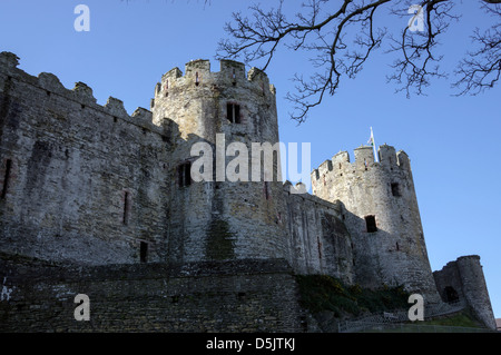 Conwy Castle Telford Hängebrücke North Wales UK Stockfoto