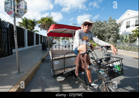 Key West-Rikscha-Fahrer Stockfoto