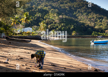 Madagaskar, Nosy Be, Marodokana, Betrieb Wallacea Student Glasreinigung vom Strand Stockfoto